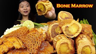 Eating Buffalo Bone Marrow, Buff Innards With Rice, Nepali Mukbang राङाको नली हड्डी र आन्द्रा भुडी