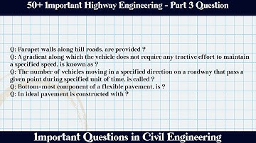 MCQ Questions Highway Engineering - Part 3 with Answers