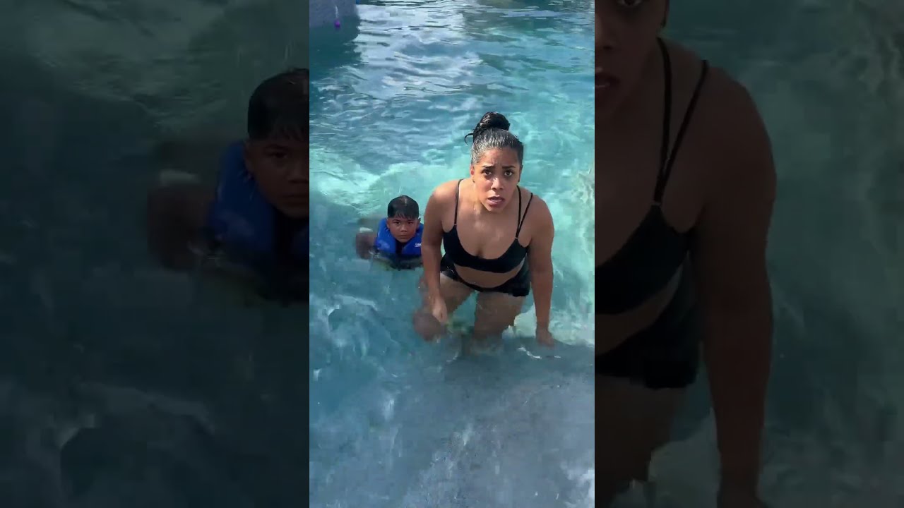 Dad Catches Mom And Son On Giant Water Slide Shorts