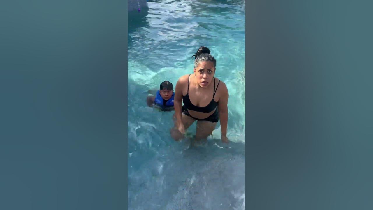 Dad catches mom and son on giant water slide #shorts