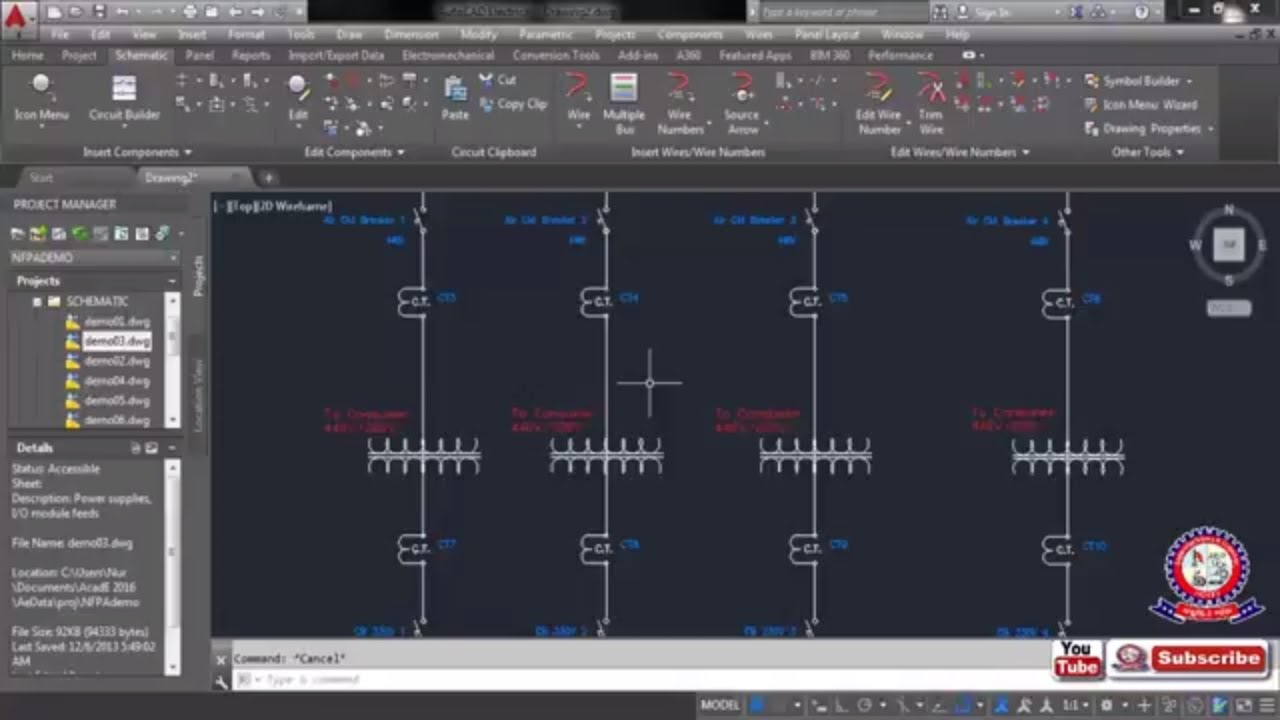 Autocad Electrical Drawing Tutorial Class 06 Draw A Single