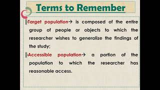 Population and Sampling