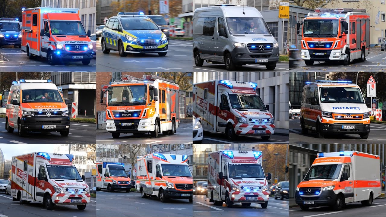 [KARNAVALS CHAOS IN KÖLN 11-11]  Feuerwehr, Rettungswache und Polizei auf einsatzfahrt!