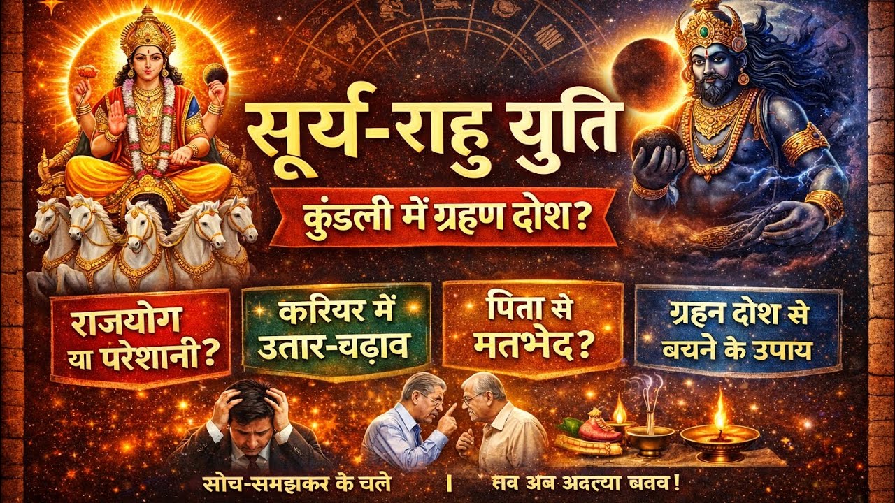 सूर्य और राहु युति - कुंडली में ग्रहण दोष (Surya Rahu Yuti in Kundli) 