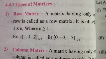 Determinants and Matrices  Types of matrices Class 11 Maths 1 Maharashtra Board New syllabus
