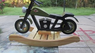 Rocking Cycle 2 Smaller rocking motorcycle with detail, measurements, and helpful hints on construction.