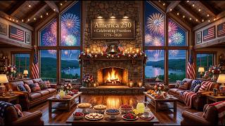 🇺🇸 Cozy America 250 Evening 🇺🇸 Fireplace, Patriotic Decor & Fireworks with Relaxing Americana Music screenshot 4