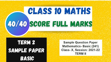 cbse sample paper class 10 maths basic 2021-22 with solutions term 2