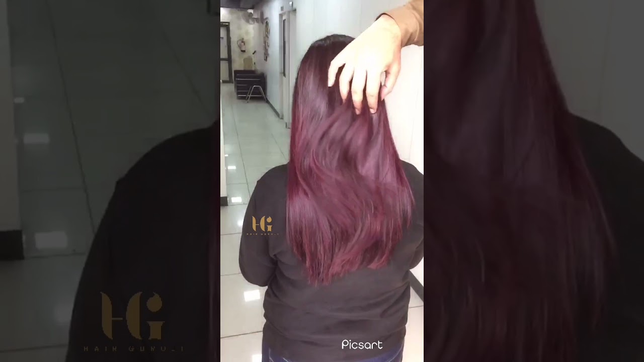Global violet hair colour / violet colour / mehroon colour / burgandy hair colour 