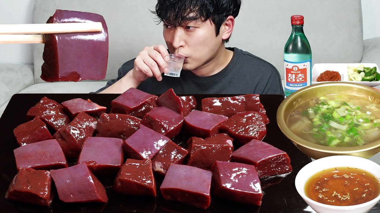 Вкусная сырая печень! MUKBANG REALSOUND ASMR EATINGSHOW