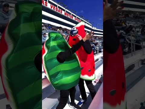 We went searching for walking watermelon slices in Vegas. 🍉#nascar #trackhouse #fans #rosschastain