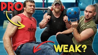 Pro Arm Wrestler = WEAK LEGS? Devon Larratt CANADA