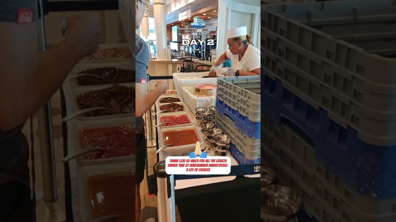 Dinner time A LOT OF CHOICES🛳️ REPOSITION CRUISE Miami,FL🇺🇲➡️Bayonne,NJ🇺🇲 #cruiseshiplife #seafarer