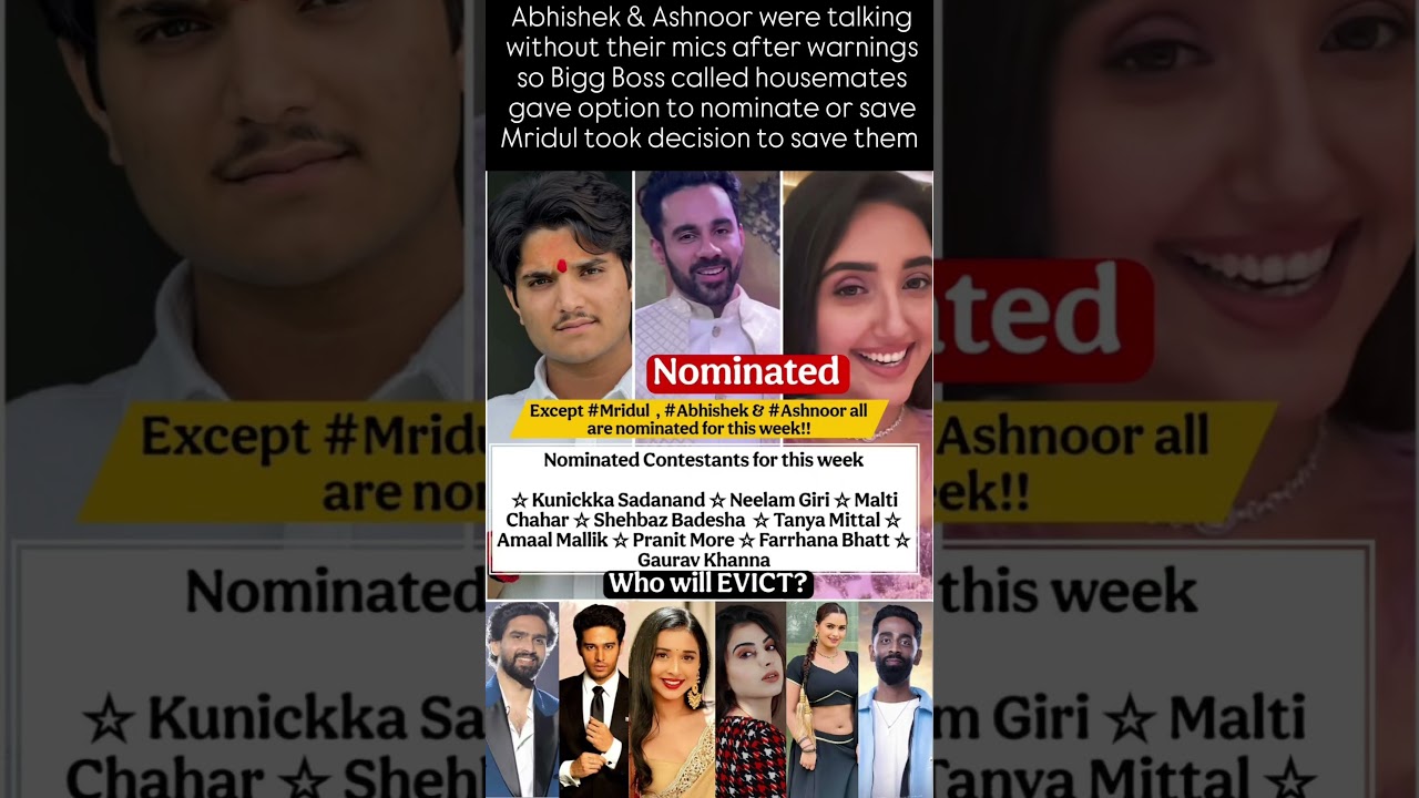 Bigg Boss Nominated all contestants expect Abhishek Bajaj Ashnoor & Mridul 