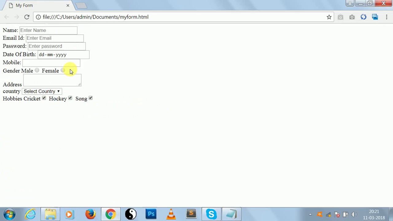 How To Create Html Form with Input Type - YouTube