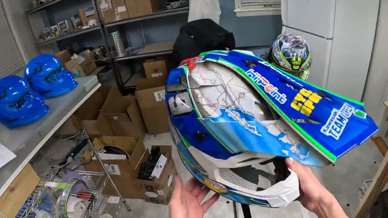 Custom painted MX helmet - East coast AMA district 7 & 13 track theme - Retro 80's