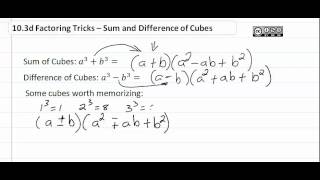 10.3d Factoring Tricks-Sum and Difference of Cubes