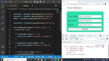 Form Validation | Username, Password and Email | JavaScript