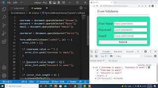 Form Validation | Username, Password and Email | JavaScript