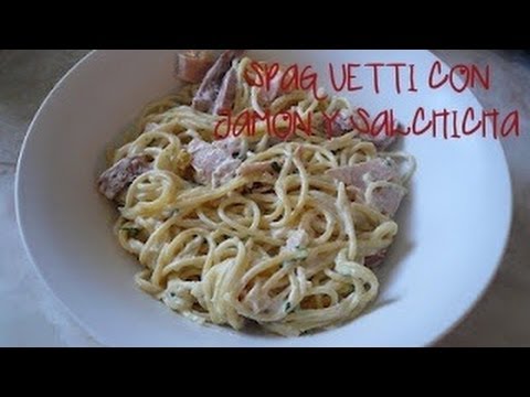 Spaguetti con Jamón y Salchicha - Receta | Mi Cocina Rápida - Karen