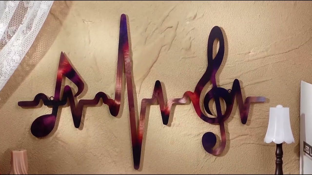 Blulu Music Notes Wall Decor Sign Vintage Musical Heartbeat Wall Art Hanging Note Sign Decorations