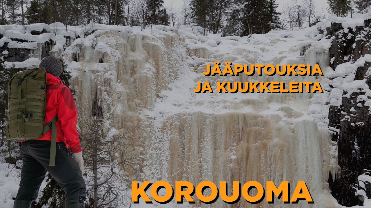 Korouoma - upeita jääputouksia ja kuukkeita - Posio - Lappi