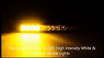 14" LED White Amber Light Bar Emergency Warning Strobe Flashing Hazard Security