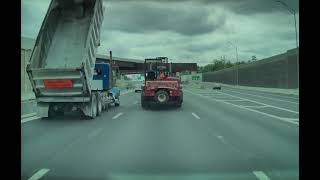 DUMP TRUCK VS OVERPASS: Scary moment on I66 in Virginia! Follow me for more (Courtesy Amir Jaffery)