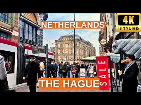 Humble and luxurious: The Hague, Netherlands 4K Dutch City Walking Tour Crowded Street Noise
