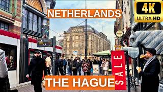 Humble and luxurious: The Hague, Netherlands 4K Dutch City Walking Tour Crowded Street Noise