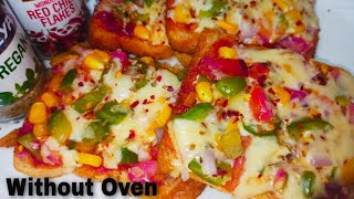 2 मिनट मैं तवा ब्रेड पिज्जा बनाने की विधि bread pizza on tawa in hindi quick and easy bread pizza