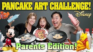 PANCAKE ART CHALLENGE  PARENTS EDITION!!! DISNEY CHARACTERS!