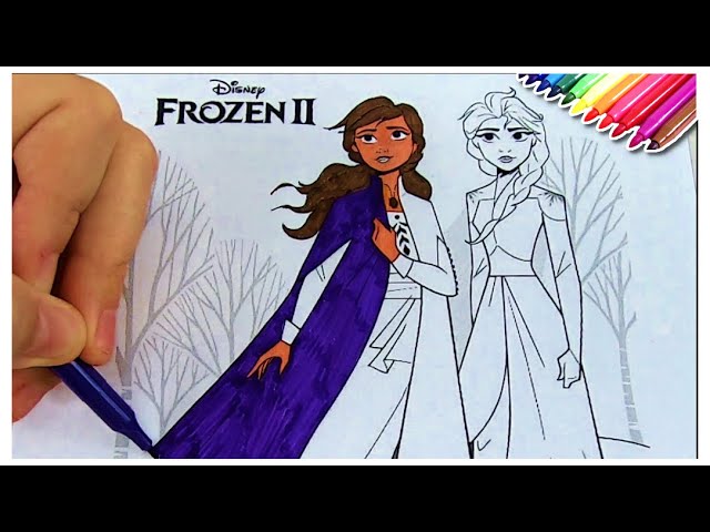 Colorindo Princesa Elsa Filme Frozen Uma Aventura Congelante Pintar vestido  videos infantis 