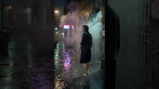 The rain kept her secret #barefootinrain #wetsuit #raintok #cinematic #urbanrain #aesthetic