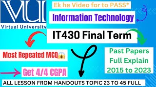 IT430 Final Term preparation|| IT 430 Most imp MCQ 😨#vustudents #IT430 #vuleaning #vuuniversity