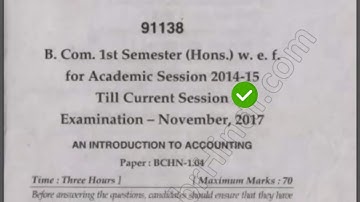 Bcom Hons 1st Sem Intoduction to Accounting Question Paper Mdu #MduQuestionPaper