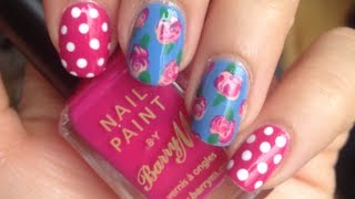 Cath Kidston Inspired Nails: Polka Dots & Roses