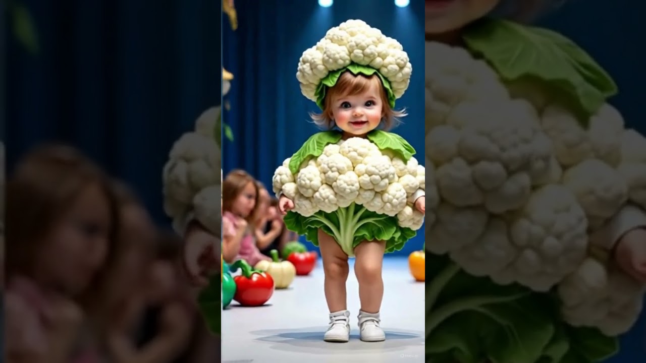 Mini Models Turn Into Cute Veggies on Stage! 🍅🥦🌽