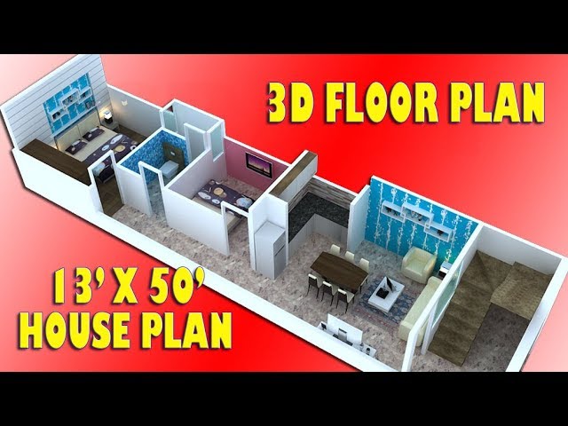 13x50 Best 3d House Plan Ground Floor 13x50 2bhk House Plan 13 X 35 Home Design Youtube