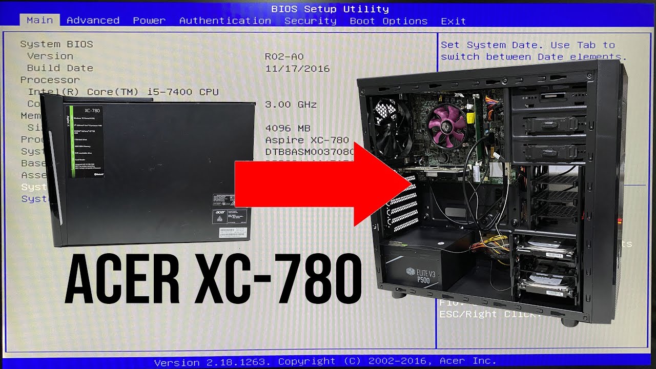 Acer Aspire X XC-780 intel Core i5 7400 Change fan and Upgrade to Huge ATX  Casing - YouTube
