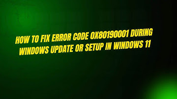 How to Fix Error code 0x80190001 During Windows Update or Setup in Windows 11