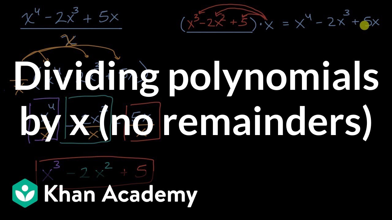 Dividing polynomials by x (no remainders) | Algebra 2 | Khan Academy