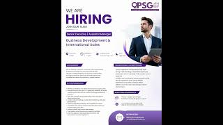 Position: Senior Executive / Assistant Manager – Business Development and International Sales.