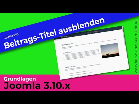 Joomla Beitragstitel bzw. Seitentitel ausblenden - Joomla Grundlagen für Anfänger