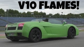 STRAIGHT PIPED Lamborghini Gallardo- FLAMES & SOUNDS! Lamborghini Gallardo Overtake Sound Tt Circuit Assen