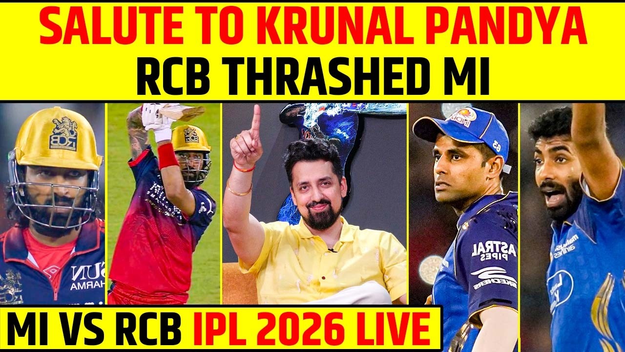 🔴MI VS RCB IPL 2026 LIVE: SALUTE TO KRUNAL PANDYA, LAST OVER MEIN JEETA RCB #ipl2026