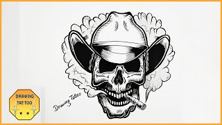 Cowboy Skull tattoo drawing | Skulls tattoos