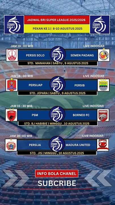 Jadwal Liga 1 Super League Pekan Ke 1 ~ Persis vs Semen Padang #football #liga1