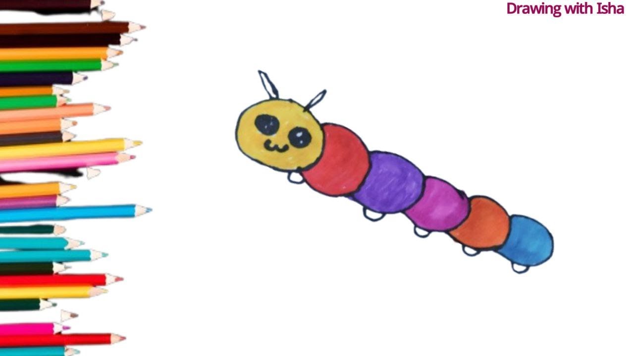 Caterpillar Easy drawing for children| coloring caterpillar drawing for ...