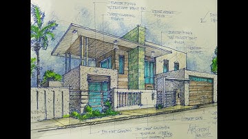How to draw a house and render using a 2-point perspective: Color shading technique. -SBU Architects
